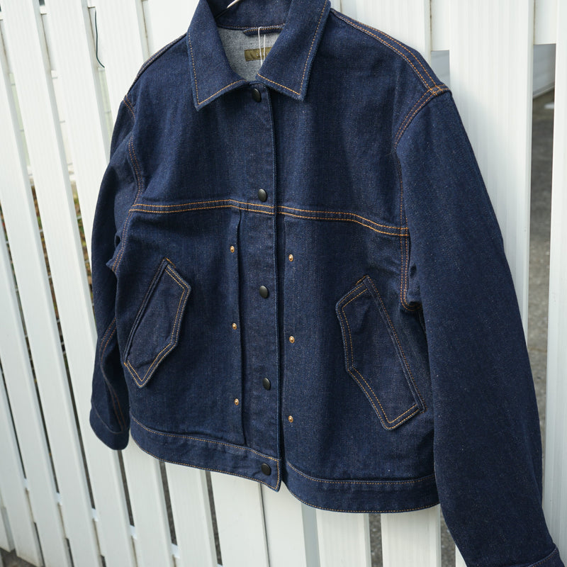 lelill レリル　プリーデッドデニムジャケット　Denim　Jacket　インディゴ