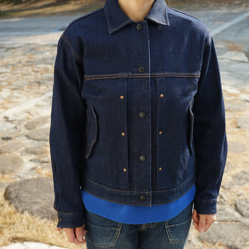 lelill レリル　プリーデッドデニムジャケット　Denim　Jacket　インディゴ