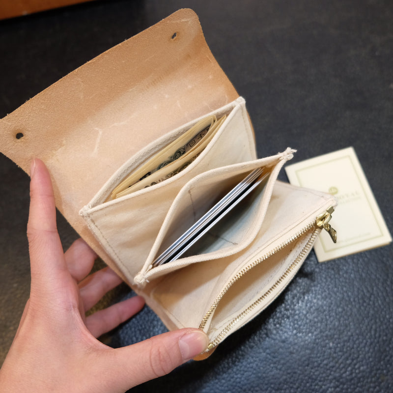 GLENROYAL グレンロイヤル キャンバス×フルブライドルレザーロングウォレット“CANVASWALLET S” 折財布　NAVY×BEIGE