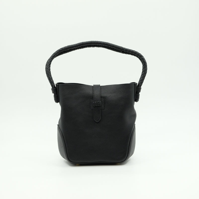 masoin de soil メゾンドソイル　GRAINED LEATHER ONE HANDLE BAG　Black