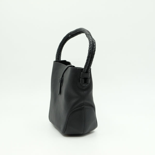 masoin de soil メゾンドソイル　GRAINED LEATHER ONE HANDLE BAG　Black