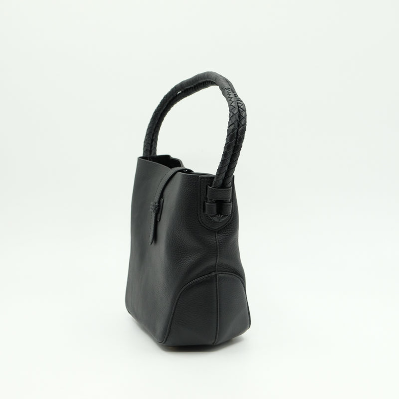 masoin de soil メゾンドソイル　GRAINED LEATHER ONE HANDLE BAG　Black