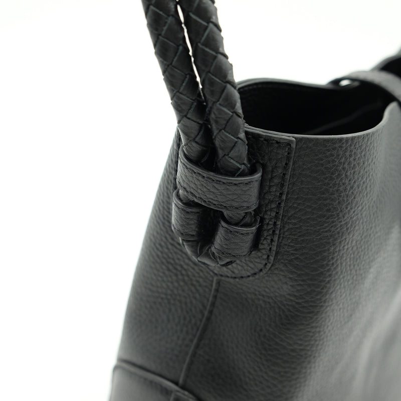 masoin de soil メゾンドソイル　GRAINED LEATHER ONE HANDLE BAG　Black