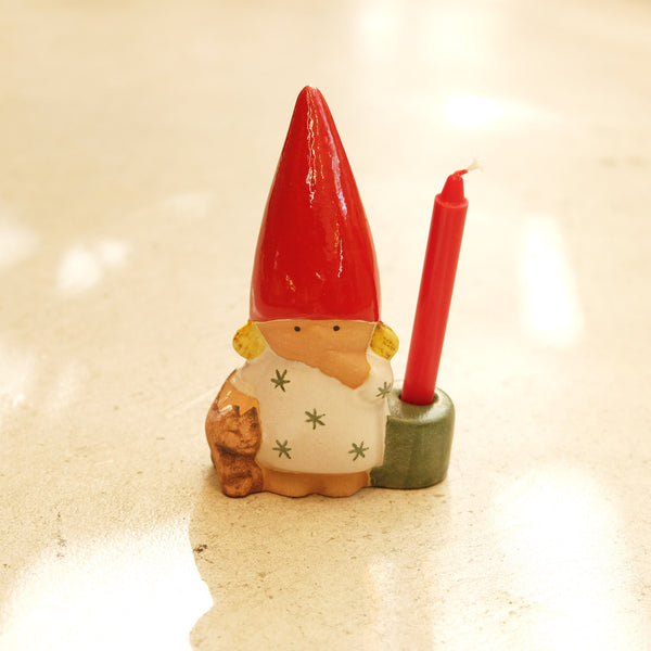 Lisa Larson　リサ・ラーソン　Santa Girl with Cat 　キャンドルスタンド